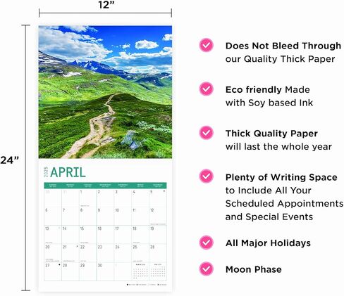 Bright Day Calendars 2025 Pathways Monthly Wall Calendar - Beautiful Landscape Photography Gift (12 x 12 Inch) in Kuwait
