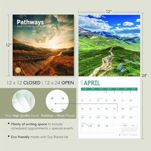 Bright Day Calendars 2025 Pathways Monthly Wall Calendar - Beautiful Landscape Photography Gift (12 x 12 Inch) in Kuwait