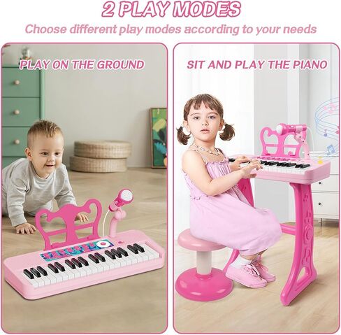 Kids Piano, 37 Keys Toddler Piano Keyboard Toy Electronic Musical Instrument Educational Toy with Microphone, 2 Speakers, Record Playback, Christmas Birthday Gift for 3+ Years Old in Kuwait