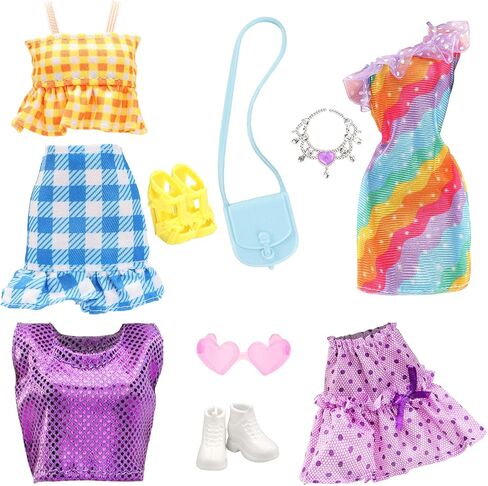 Miunana Bigger Girl Doll Clothes for 11.5 Inch Plus Size Girl Dolls Including 5 Sets Summer Fashion Dresses Tops Pants Outfit in Kuwait