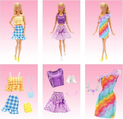 Miunana Bigger Girl Doll Clothes for 11.5 Inch Plus Size Girl Dolls Including 5 Sets Summer Fashion Dresses Tops Pants Outfit in Kuwait