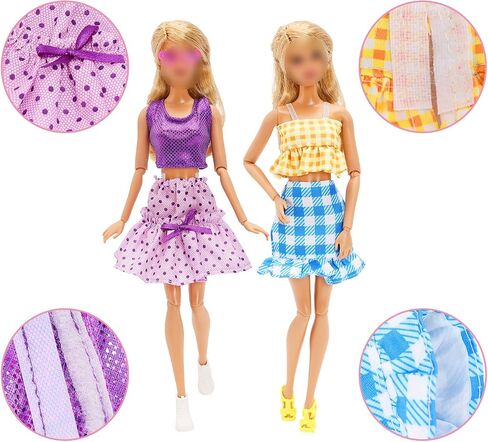 Miunana Bigger Girl Doll Clothes for 11.5 Inch Plus Size Girl Dolls Including 5 Sets Summer Fashion Dresses Tops Pants Outfit in Kuwait
