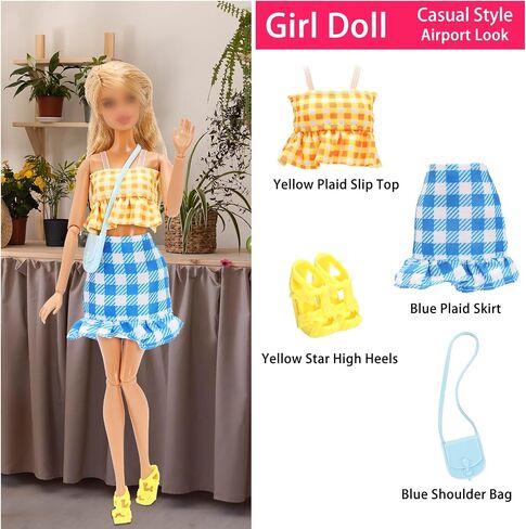 Miunana Bigger Girl Doll Clothes for 11.5 Inch Plus Size Girl Dolls Including 5 Sets Summer Fashion Dresses Tops Pants Outfit in Kuwait