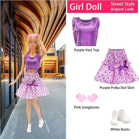 Miunana Bigger Girl Doll Clothes for 11.5 Inch Plus Size Girl Dolls Including 5 Sets Summer Fashion Dresses Tops Pants Outfit in Kuwait