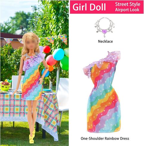 Miunana Bigger Girl Doll Clothes for 11.5 Inch Plus Size Girl Dolls Including 5 Sets Summer Fashion Dresses Tops Pants Outfit in Kuwait