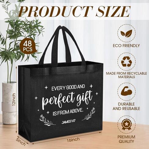 48 PCS 16 "أكياس الهدايا المسيحية بشكل كبير مع التعامل مع أكياس الهدايا الدينية الكبيرة ، آية الكتاب المقدس المعمودية ، ترحب بالكنيسة القابلة لإعادة الاستخدام للزوار غير المنسوجين لعائلة مدرسة عيد الفصح المقدسة (متعددة الألوان) in Kuwait