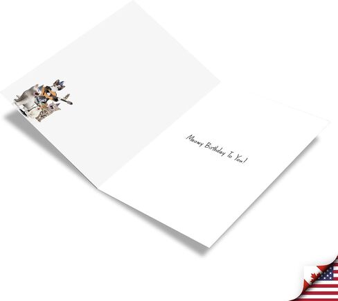 NobleWorks - Kittens Birthday Greeting Card with 5 x 7 Inch Envelope (1 Card), Fun Animal Bday Celebration - Animal Bands - Cats C9508GBDG in Saudi Arabia