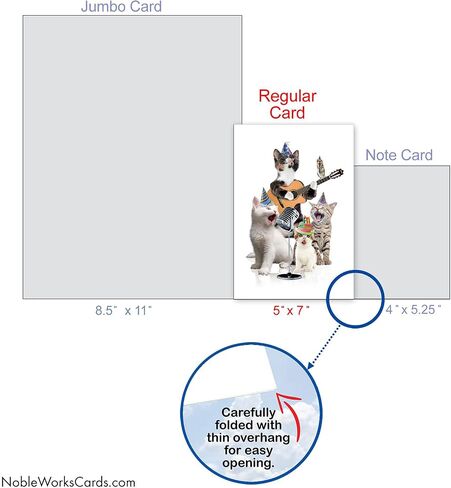 NobleWorks - Kittens Birthday Greeting Card with 5 x 7 Inch Envelope (1 Card), Fun Animal Bday Celebration - Animal Bands - Cats C9508GBDG in Saudi Arabia