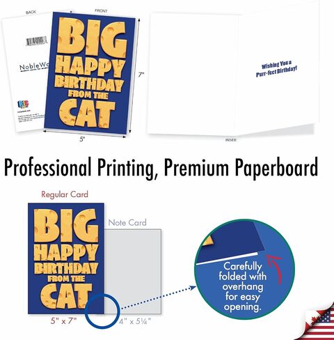 NobleWorks - Kittens Birthday Greeting Card with 5 x 7 Inch Envelope (1 Card), Fun Animal Bday Celebration - Animal Bands - Cats C9508GBDG in Saudi Arabia