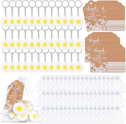50 مجموعة Daisy Party Favors بما في ذلك Daisy Keychains Bag Lorgha Bag ، شكرًا لك على علامات Kraft على Daisy Groovy Birthder Baby Shower Party Party Bridal Wedding Greet in Kuwait