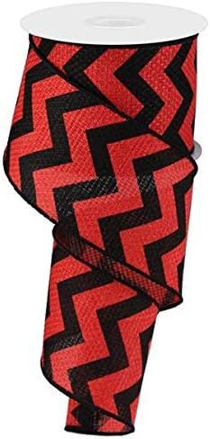 Chevron Cross Royal Burlap Wired Edge Ribbon - 2.5" x 10 Yards (Lime Green, Black) in Kuwait