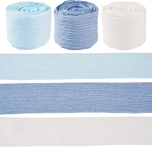 FASHEWELRY 9 Yards Polycotton Pleated Ribbon Sky Blue Wrinkled Ruffled Fabric Ribbon Crinkle Ribbon for DIY Hair Accessories Home Party Wedding Decoration Crafts in Saudi Arabia