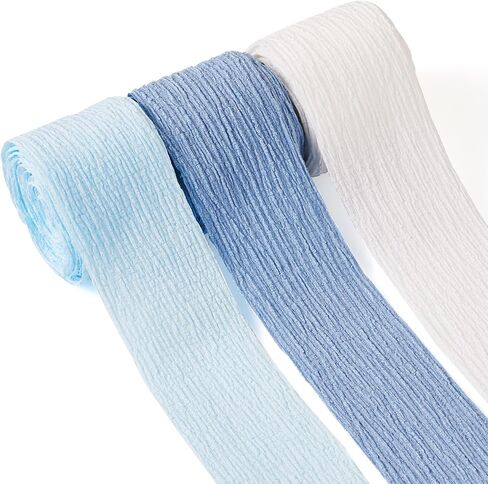 FASHEWELRY 9 Yards Polycotton Pleated Ribbon Sky Blue Wrinkled Ruffled Fabric Ribbon Crinkle Ribbon for DIY Hair Accessories Home Party Wedding Decoration Crafts in Saudi Arabia