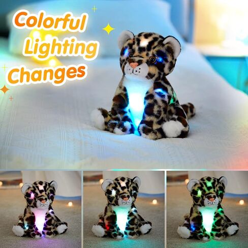 BSTAOFY 10 '' Light Up Plush Plush LED LEPARD LEOPARD LINDALL LIGHT LIGHT COMPTRY TOME TOME TOYS GLOW خائفة من الظلام ، عيد ميلاد عيد الحب للأطفال الصغار in Kuwait