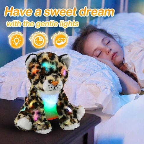 BSTAOFY 10 '' Light Up Plush Plush LED LEPARD LEOPARD LINDALL LIGHT LIGHT COMPTRY TOME TOME TOYS GLOW خائفة من الظلام ، عيد ميلاد عيد الحب للأطفال الصغار in Kuwait