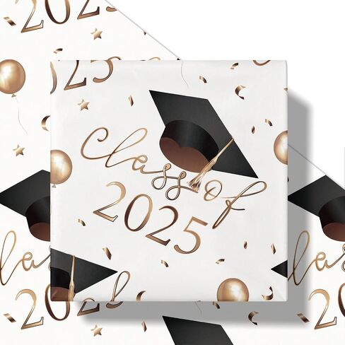 RUSPEPA Graduation Wrapping Paper Roll, Mini Roll, Black Gold Class of 2025 with Champagne Caps Gift Paper, YOU DID IT! Paper for Ceremony Party, Grade Class Graduation Celebrations, 17 In X 16.4 Ft in Saudi Arabia