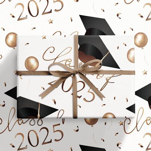 RUSPEPA Graduation Wrapping Paper Roll, Mini Roll, Black Gold Class of 2025 with Champagne Caps Gift Paper, YOU DID IT! Paper for Ceremony Party, Grade Class Graduation Celebrations, 17 In X 16.4 Ft in Saudi Arabia