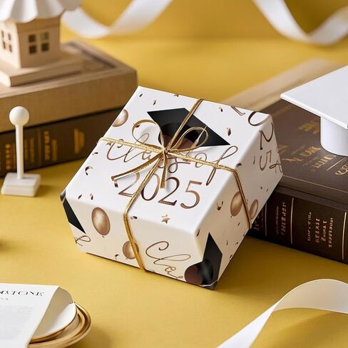 RUSPEPA Graduation Wrapping Paper Roll, Mini Roll, Black Gold Class of 2025 with Champagne Caps Gift Paper, YOU DID IT! Paper for Ceremony Party, Grade Class Graduation Celebrations, 17 In X 16.4 Ft in Saudi Arabia