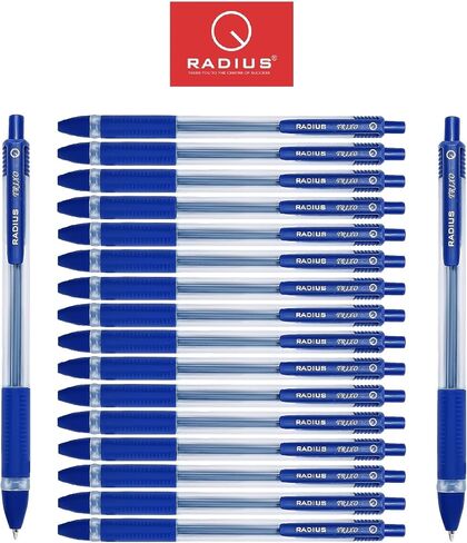 RADIUS Trixo Retractable Assorted 10 Multi Colours Ink Ballpoint Pens - 50 Pack, 1.0mm Medium Fine Point, Comfort Rubber Grip, Smooth Writing, Journaling, Home, School & Office Supplies in Kuwait