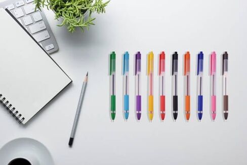 RADIUS Trixo Retractable Assorted 10 Multi Colours Ink Ballpoint Pens - 50 Pack, 1.0mm Medium Fine Point, Comfort Rubber Grip, Smooth Writing, Journaling, Home, School & Office Supplies in Kuwait