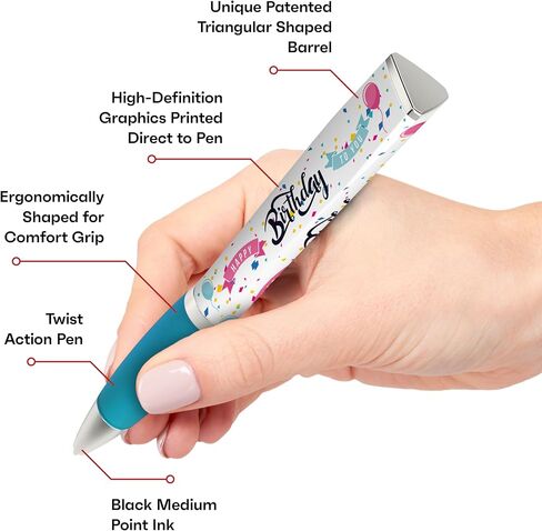 Happy Birthday Pen (1 Pen, 3-Sided) Birthday Gifts for Women, Birthday Gifts for Men, Cute Pens Ballpoint Pens, Best Friend Birthday Gifts For Her, Birthday Girl, Gift for Women, Tween Gifts Cool Pens in Saudi Arabia