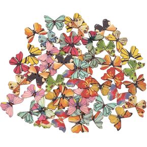 50pcs 2 ثقوب مختلطة الفراشة الخشبية زر الخياطة scrapbooking diy السحابات الحرفية