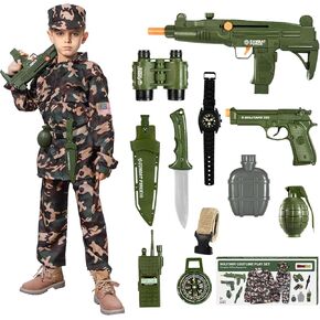 Army Costume for Boys, Halloween Boys Costume Military Soldier Pretend Set, Halloween Party Costumes for Boys 3-10