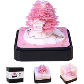 3D Art Calendar Memo Pad 2025, Creative Time Piece Calendar Magic Castle Rip Away Paper Carving Sticky DIY Note