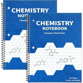 2 Pcs Organic Biochemistry Spiral Notebook Hexagonal Graph Paper Notebook Chemistry Notebook 8-1/2" x 11" for Drawing Organic Chemistry Structures 3 Hole Punched 112 Pages