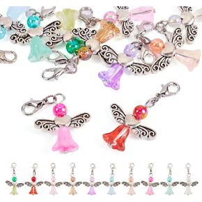 Elecrelive 20Pcs Crystal Dangle Charms Colorful Glass Pendants with Lobster Claw Clasp Faceted Teardrop Glass Pendants Clip-On Charms for DIY Bracelet Jewelry Keychain Bag Pouch Making