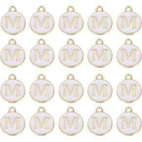 MECCANIXITY Pendants Letter Charm Initial Charm Double Sided Alphabet for DIY Necklace Bracelet Earrings Jewelry Making