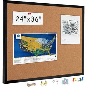 24" x 36" Cork Boards for Walls with Black Wooden Frame 1pack, Double Sided Office Board for Wall Organizer, Bulletins Board Decorative Hanging Pin Board for School, Home & Office, Notice Board