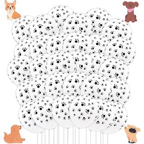 30 Pcs Paw Balloons, 10 Inch Dog Paw Printed Balloons White Paw Balloons Pet Latex Balloons for Balloon Garland Arch as Dog Birthday Party Decorations, Puppy Paw Theme Party Supplies