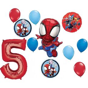 Spidey and His Amazing Friends 5th Birthday Party Supplies 11pc Balloon Bouquet Decorations