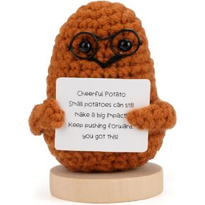 Emotional Support-Nuggets-Positive-Potato, Funny Encouraging Pickle with Base, Mini Cute Knitted Crochet Plush Dolls, Handmade Birthday Gifts from Friend/Family - Orange