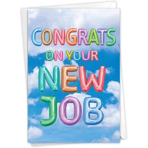 The Best Card Company - New Job Card with Envelope - Employment Congratulations Greeting (Not 3D or Raised) - Inflated Messages New Job C5651RNJG
