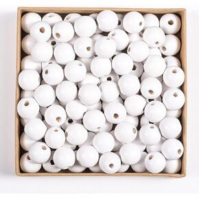 Decoendiy 100 Pieces Wood Beads for Crafts 16mm Colored Round Wooden Beads Natural Farmhouse Polished Spacer Loose Beads Wood Ball for Home Decor Jewelry Making DIY Crafting (Grey)