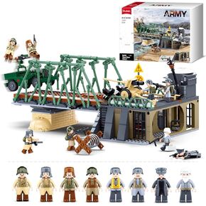 Military Base Building Toy, Army Defence Base, Military Building Set Army Toy, WW2 Model Kit for Boys, Ideal Gifts for Kids Aged 6-12 and Adults, Compatible with Lego Military Set, 769 pcs