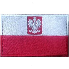Ysmzzmsy 1 PCS Poland Flag Patch Embroidery Poland Flag Tactical Patch Hook and Loop Fastener Backing Emblem (Polish Eagle 1)