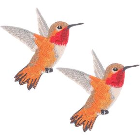 2pcs Hummingbirds Embroidery Patches Cute Birds Iron-on Patch Appliques Sew on Patches for Jacket Backpack Jeans Clothes DIY Patches