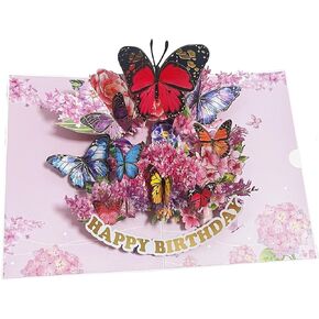 Happy Birthday Pop Up Card, Beautiful butterfly Card, pop up birthday card for women, Sister, mom, Grandma, gradaughter, Aunt, Daughter, 5.7 * 7.7
