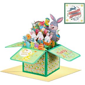 3D Easter Greeting Cards with Envelopes and Sticker Rabbit Religion Pop Up Card Bunny Cards Happy Easter Card for Kids Children Daughter Son Spring Home Decorations