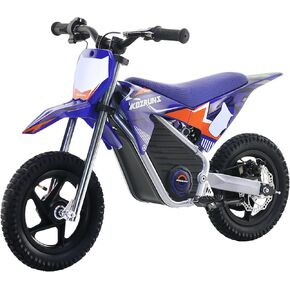 Racing Grade Electric Dirt Bike for Kids, Peak 500W Powerful Motorcycle for Ages 5-10, 36V 5.2Ah Lithium Battery, Dual Shock Absorption, 3 Speed Modes, Safe Disc Brake, 14 Inch Off Road Tires, Blue