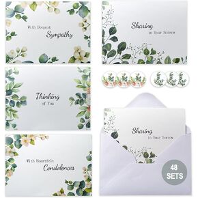 24 Pack Sympathy Cards with Envelopes for Loss of Loved one Condolences Cards with Thoughtful Messages
