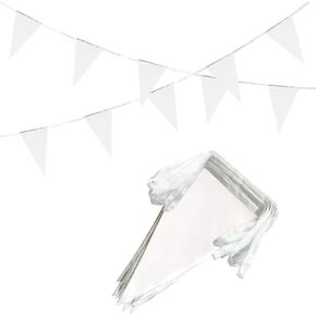 TSMD Solid White Pennant Banners Flags String DIY Blank Bunting Flags,Party Decorations for Grand Opening,Kids Birthday,Party Events Celebration