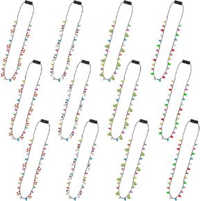 12pcs Christmas Necklaces Party Favors Women Men, Glowing Bulb Light Tree Santa Candy Cane Xmas Necklaces, 3 Modes Colorful Ugly Christmas Xmas New Year Eve Party Supplies
