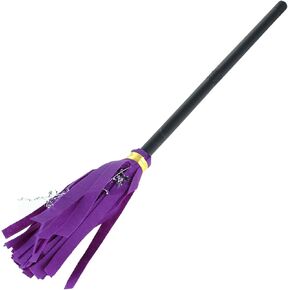 BinaryABC Halloween Witches Broom Plastic Broom,Halloween Cosplay Costume Props,Halloween Masquerade Dress Up Costume Decoration Supplies(Purple)