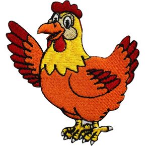 Chicken Patch, Hen Patch Kids Rhymes Patch, Embroidered Iron on Sew on Patch Badge for Clothes etc. 8x7cm