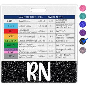 Plifal Phlebotomist Badge Buddy with Order of Blood Draw Reference Card - Phlebotomy Nurse Essentials Accessories for Hospital, Gold Horizontal ID Name Tag with Flash Card Cheat Sheet