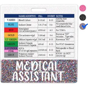 Plifal Phlebotomist Badge Buddy with Order of Blood Draw Reference Card - Phlebotomy Nurse Essentials Accessories for Hospital, Gold Horizontal ID Name Tag with Flash Card Cheat Sheet in Kuwait